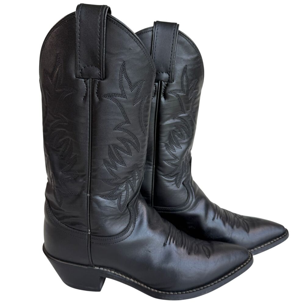 Justin Black London Calf  Women's Leather Pull On Western Boot Size 6C